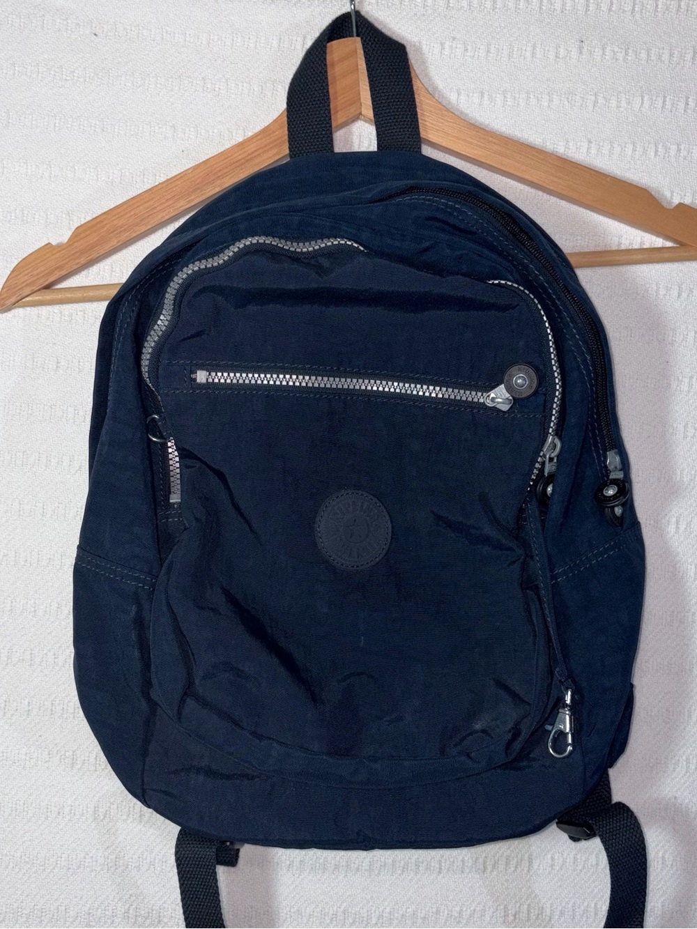 Kipling Challenger Nylon Backpack Navy Blue Laptop Travel Carry On